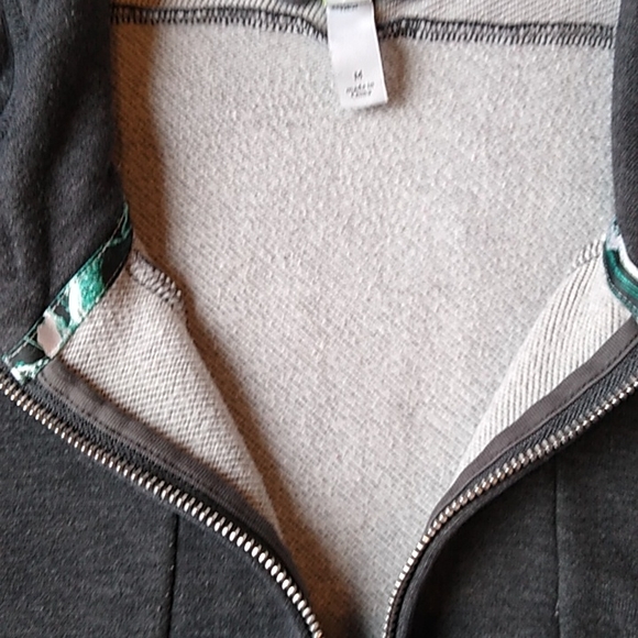Adidas Neo Long Full Zip Hoodie Athletic Sweat Jacket Women's M. Gray Aqua/White - Picture 3 of 10